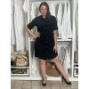Šaty krátké košilové 3/4 rukáv dámské (S/M/L ONE SIZE) ITALSKÁ MÓDA IMD251111/DU (Velikost S/M/L, Barva Černá)