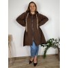 Mikina dlouhá s kapucí na zip dlouhý rukáv dámská nadrozměr (54/56/58 ONE SIZE) ITALSKÁ MÓDA IMC251113/DUR (Velikost 54/56/58, Barva Černá)