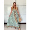 Šaty letní na ramínka dámské (S/M ONE SIZE) INDICKÁ MÓDA IMPEM22G69-5/DUR (Velikost S/M, Barva tyrkysová)