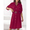 Šaty košilové s páskem 3/4 dlouhý rukáv dámské (XS/S/M ONE SIZE) ITALSKÁ MÓDA IMD25102