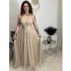Šaty dlouhé společenské na ramínka dámské (S/M ONE SIZE) ITALSKÁ MÓDA IMC23435/DUR (Velikost S/M/L, Barva béžová)
