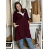 Mikina kabát oversize na zip s kapucí dlouhý rukáv dámský KAILA (S/M/L ONE SIZE) ITALSKÁ MÓDA IMPLI2430059/DU (Velikost S/M/L, Barva modrá petrolejová)