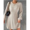 Šaty krátké pletené dlouhý rukáv dámské (S/M/L ONE SIZE) ITALSKÁ MÓDA IMD24490