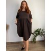 Dámské nadměrné šaty WENDY s manšestrovou sukní a dlouhým rukávem (50/52/54 ONE SIZE) ITALSKÁ MÓDA IM425540/DUR (Velikost 50/52/54, Barva hnědá)