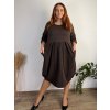Dámské nadměrné šaty WENDY s manšestrovou sukní a dlouhým rukávem (50/52/54 ONE SIZE) ITALSKÁ MÓDA IM425540/DUR (Velikost 50/52/54, Barva hnědá)
