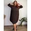 Dámské nadměrné šaty WENDY s manšestrovou sukní a dlouhým rukávem (50/52/54 ONE SIZE) ITALSKÁ MÓDA IM425540/DUR (Velikost 50/52/54, Barva hnědá)