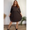Dámské nadměrné šaty WENDY s manšestrovou sukní a dlouhým rukávem (50/52/54 ONE SIZE) ITALSKÁ MÓDA IM425540/DUR (Velikost 50/52/54, Barva hnědá)
