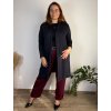 Cardigan s kapsami dlouhý rukáv dámský nadrozměr GITA (46/48/50 ONE SIZE) ITALSKÁ MÓDA IMC25337/DUR (Velikost 46/48/50, Barva Černá)
