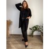 Cardigan s kapsami dlouhý rukáv dámský nadrozměr GITA (46/48/50 ONE SIZE) ITALSKÁ MÓDA IMC25337/DUR (Velikost 46/48/50, Barva Černá)