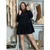 Šaty krátké máslové dlouhý rukáv dámské INGE (M/L/XL ONE SIZE) ITALSKÁ MÓDA IMD25168/DUR (Velikost M/L/XL, Barva Černá)