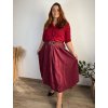 Sukně s páskem manžestrová dámská nadrozměr  AMONA (42/44/46 ONE SIZE) ITALSKá MóDA IMSM251159/DUR (Velikost 42/44/46, Barva vínová)