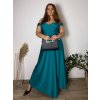 Šaty společenské dlouhé carmen na ramínka dámské ADELE (M/L/XL ONE SIZE) ITALSKá MóDA IM4251147/DUR (Velikost M/L/XL, Barva tmavě tyrkysová)