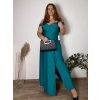 Šaty společenské dlouhé carmen na ramínka dámské ADELE (M/L/XL ONE SIZE) ITALSKá MóDA IM4251147/DUR (Velikost M/L/XL, Barva tmavě tyrkysová)