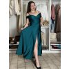 Šaty společenské dlouhé carmen na ramínka dámské ADELE (M/L/XL ONE SIZE) ITALSKá MóDA IM4251147/DUR (Velikost M/L/XL, Barva tmavě tyrkysová)