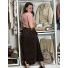 Sukně manžestrová s páskem dámská (S/M/L ONE SIZE) ITALSKÁ MÓDA IMPLU2552123/DU (Barva hnědá)