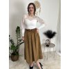 Sukně manžestrová s páskem dámská (S/M/L ONE SIZE) ITALSKÁ MÓDA IMPLU2552123/DU (Barva hnědá)