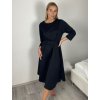 Šaty elegantní s páskem dlouhý rukáv dámské JANE (S/M/L ONE SIZE) ITALSKÁ MÓDA IMM25M8066/DUR (Velikost S/M/L, Barva Černá)