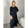 Šaty elegantní s páskem dlouhý rukáv dámské JANE (S/M/L ONE SIZE) ITALSKÁ MÓDA IMM25M8066/DUR (Velikost S/M/L, Barva Černá)