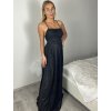 Šaty dlouhé společenské třpytivé na ramínka dámské MENDY (XS/S/M ONE SIZE) ITALSKÁ MÓDA IMM25M34726/DUR (Velikost XS/S/M, Barva Černá)