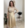 Šaty dlouhé společenské flitrové s páskem dlouhý rukáv dámské (XS/S/M ONE SIZE) ITALSKÁ MÓDA IMM25M13302/DUR (Velikost XS/S/M, Barva béžová)