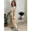 Šaty dlouhé společenské flitrové s páskem dlouhý rukáv dámské (XS/S/M ONE SIZE) ITALSKÁ MÓDA IMM25M13302/DUR (Velikost XS/S/M, Barva béžová)