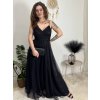 Šaty dlouhé společenské na ramínka dámské ROMANCE (XS/S/M ONE SIZE) ITALSKÁ MÓDA IMC25412/DR (Velikost XS/S/M, Barva Černá)