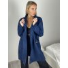 Cardigan  s kapsami dlouhý rukáv dámský nadrozměr (40/42/44 ONE SIZE) ITALSKÁ MÓDA IM4251148/DU (Velikost 40/42/44, Barva tmavě modrá)