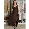 Šaty elegantní společenské dlouhé na ramínka dámské (L/XL ONE SIZE) ITALSKÁ MÓDA IM325100/DUR (Velikost L/XL, Barva hnědá)