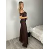 Šaty dlouhé společenské carmen dámské (S/M ONE SIZE) ITALSKÁ MÓDA IMPHD2576077/DR (Velikost S/M, Barva hnědá)