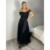 Šaty společenské dlouhé tylové carmen na ramínka dámské (S/M/L ONE SIZE) ITALSKÁ MÓDA IMC24429/DR (Velikost S/M, Barva Černá)