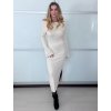 Šaty úpletové s rolákem dlouhý rukáv dámský (S/M/L ONE SIZE) ITALSKÁ MÓDA IMPLM25ZM190006/DU (Velikost S/M/L, Barva béžová)