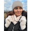 Čepice šála rukavice v soupravě zimní dámská (ONE SIZE) QGT TREND LIS25F01/DUR (Velikost ONE SIZE, Barva béžová)