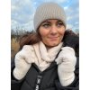 Čepice šála rukavice v soupravě zimní dámská (ONE SIZE) QGT TREND LIS25F01/DUR (Velikost ONE SIZE, Barva béžová)