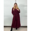 Kabát s páskem dlouhý rukáv dámské (S/M/L ONE SIZE) ITALSKÁ MÓDA IMPVN25251008/DU (Velikost S/M/L, Barva vínová)