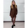Šaty úpletové s rolákem dlouhý rukáv dámské (S/M/L ONE SIZE) ITALSKÁ MÓDA IMPBB23Z5186/DU (Velikost S/M/L, Barva hnědá)
