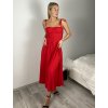 Šaty dlouhé košilové letní na ramínka dámské (S/M/L ONE SIZE) ITALSKÁ MÓDA IMPBB25B25107/DU (Velikost S/M/L, Barva červená)