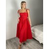 Šaty dlouhé košilové letní na ramínka dámské (S/M/L ONE SIZE) ITALSKÁ MÓDA IMPBB25B25107/DU (Velikost S/M/L, Barva červená)