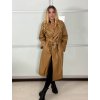 Kabát koženkový oversize s páskem dlouhý rukáv dámský TARA (S/M/L ONE SIZE) ITALSKÁ MÓDA IMWCA251111/DU (Velikost S/M/L, Barva hnědá)