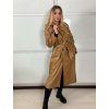 Kabát koženkový oversize s páskem dlouhý rukáv dámský TARA (S/M/L ONE SIZE) ITALSKÁ MÓDA IMWCA251111/DU (Velikost S/M/L, Barva hnědá)