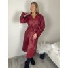 Kabát koženkový oversize s páskem dlouhý rukáv dámský TARA (S/M/L ONE SIZE) ITALSKÁ MÓDA IMWCA251111/DU (Velikost S/M/L, Barva hnědá)