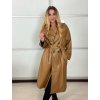 Kabát koženkový oversize s páskem dlouhý rukáv dámský TARA (S/M/L ONE SIZE) ITALSKÁ MÓDA IMWCA251111/DU (Velikost S/M/L, Barva hnědá)