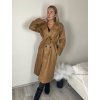 Kabát koženkový oversize s páskem dlouhý rukáv dámský TARA (S/M/L ONE SIZE) ITALSKÁ MÓDA IMWCA251111/DU (Velikost S/M/L, Barva hnědá)