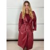 Kabát koženkový oversize s páskem dlouhý rukáv dámský TARA (S/M/L ONE SIZE) ITALSKÁ MÓDA IMWCA251111/DU (Velikost S/M/L, Barva hnědá)