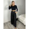 Kalhoty elegantní s páskem dámské (S/M/L ONE SIZE) ITALSKÁ MÓDA IMC25089/DR (Velikost S/M/L, Barva Černá)