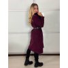Kabát s páskem dlouhý rukáv dámský (S/M/L ONE SIZE) ITALSKÁ MÓDA IMWCN256375/DU (Velikost S/M/L, Barva vínová)