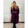 Kabát s páskem dlouhý rukáv dámský (S/M/L ONE SIZE) ITALSKÁ MÓDA IMWCN256375/DU (Velikost S/M/L, Barva vínová)
