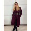 Kabát s páskem dlouhý rukáv dámský (S/M/L ONE SIZE) ITALSKÁ MÓDA IMWCN256375/DU (Velikost S/M/L, Barva vínová)