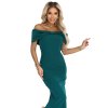 644-1 Smyslné midi šaty s mašlí u výstřihu - lahvově zelené (Velikost XS)