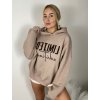 Mikina oversize s kapucí dlouhý rukáv dámská (S/M/L ONE SIZE) Turecká MÓDA TMWH251111/DR (Velikost S/M/L, Barva hnědá)