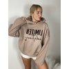 Mikina oversize s kapucí dlouhý rukáv dámská (S/M/L ONE SIZE) Turecká MÓDA TMWH251111/DR (Velikost S/M/L, Barva hnědá)